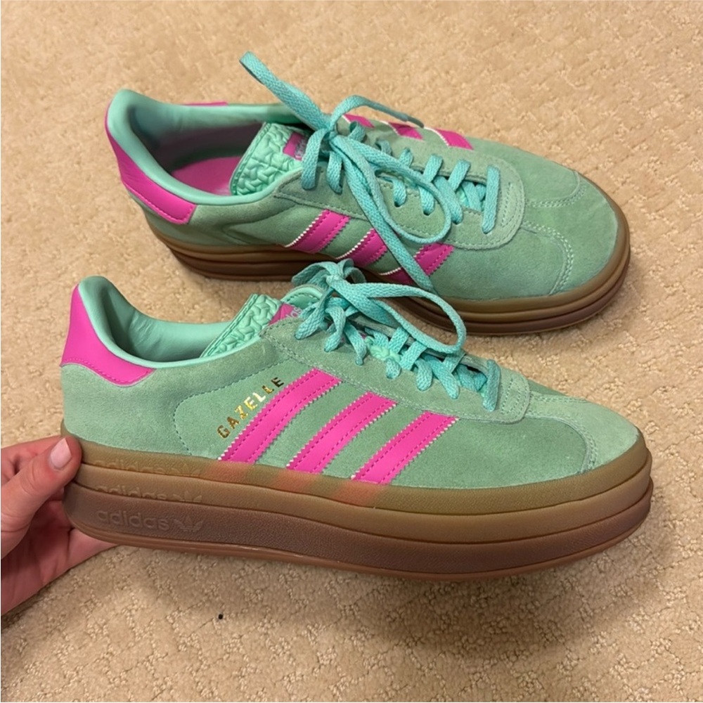 Mint and Pink Adidas Gazelle